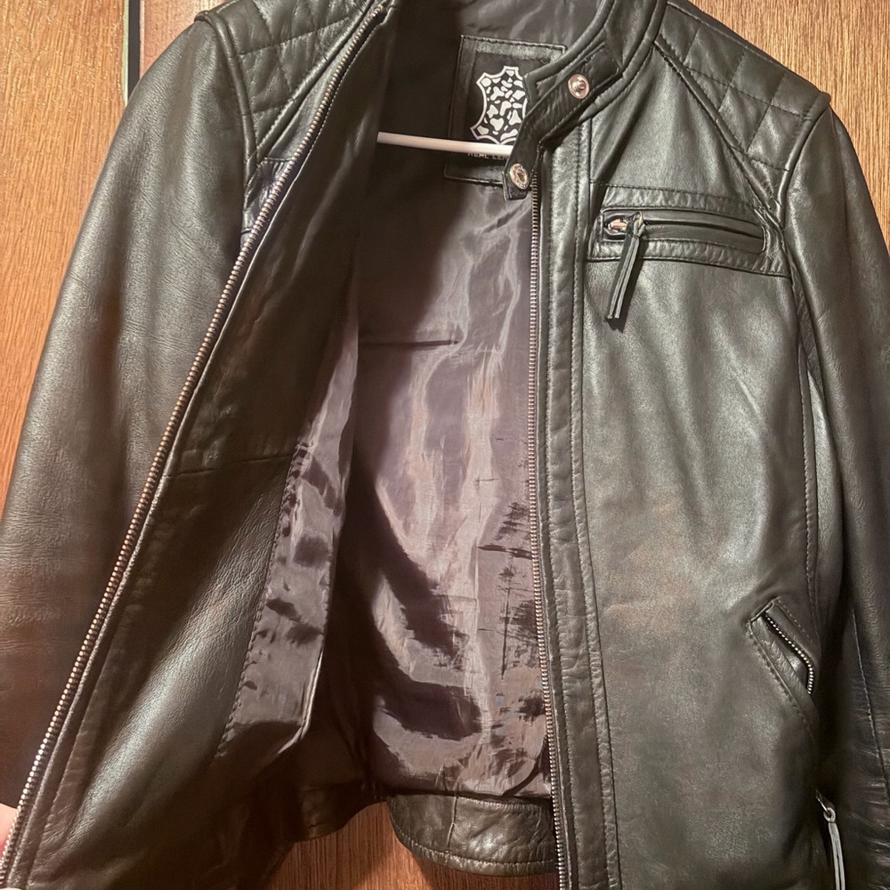Angels Black Leather Moto Jacket for Women